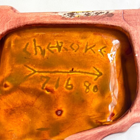 Vintage Oklahoma State Ceramic Ashtray Trinket Dish Western Cherokee 71680 - Picture 6 of 6